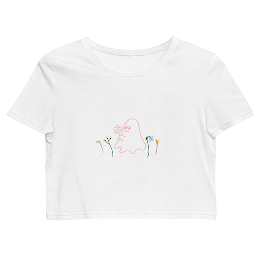 boo ghost gift flower - Organic Crop Top